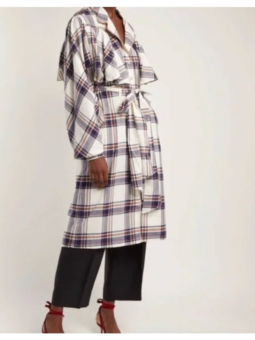 JOHANNA ORTIZ memoria del viento trench coat western plaid size XS